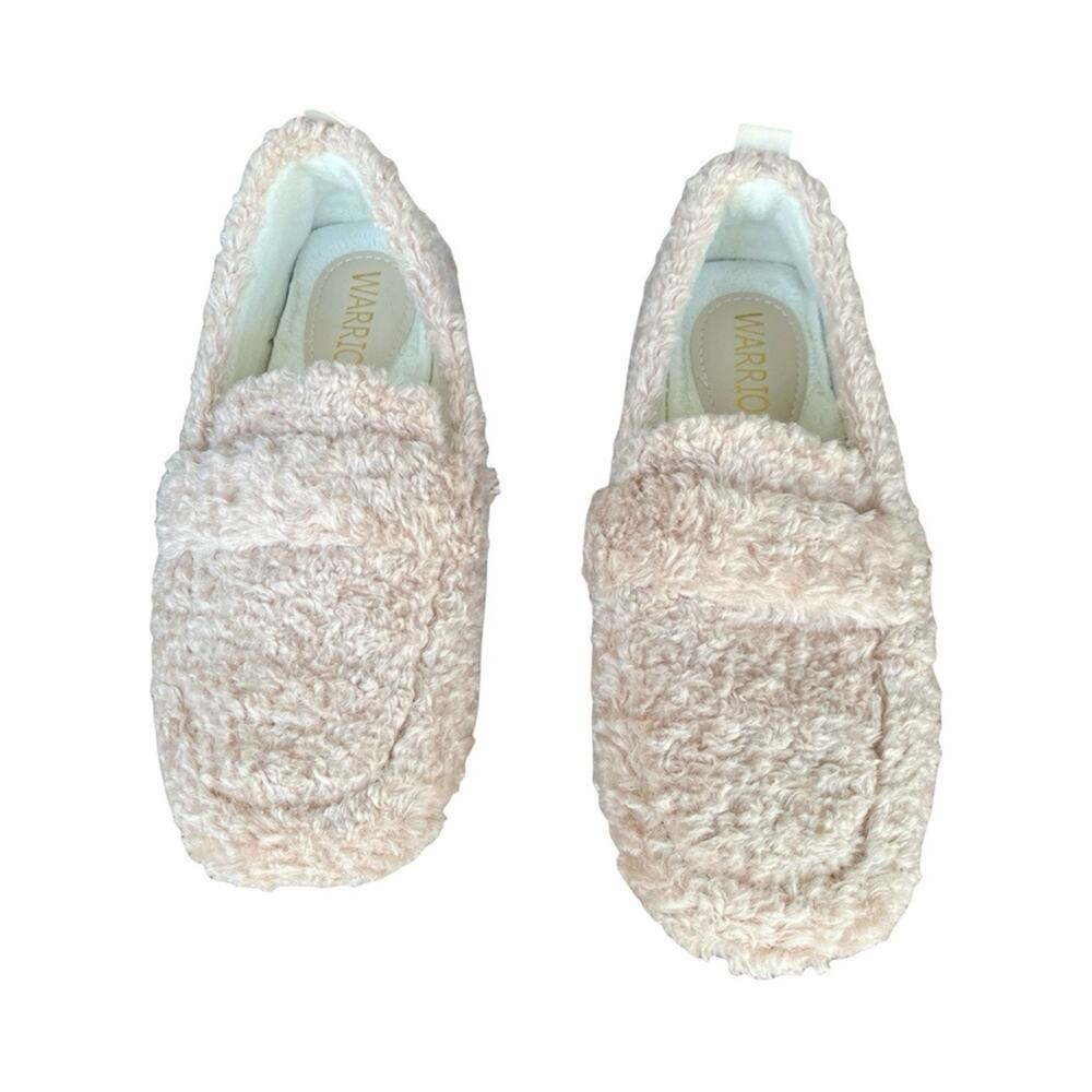 Warrior Light Dusty Pink Fur Rubber Soles Slipper Shoes Size 7.5